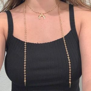 Gold Crescent Wrap Necklace